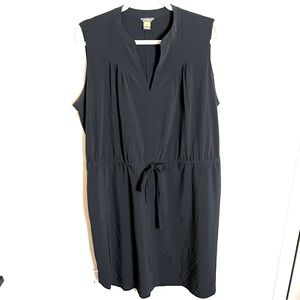 Eddie Bauer Tank Dress Womens XL Black Drawstring Tie Waist V-Neck Easy Comfy